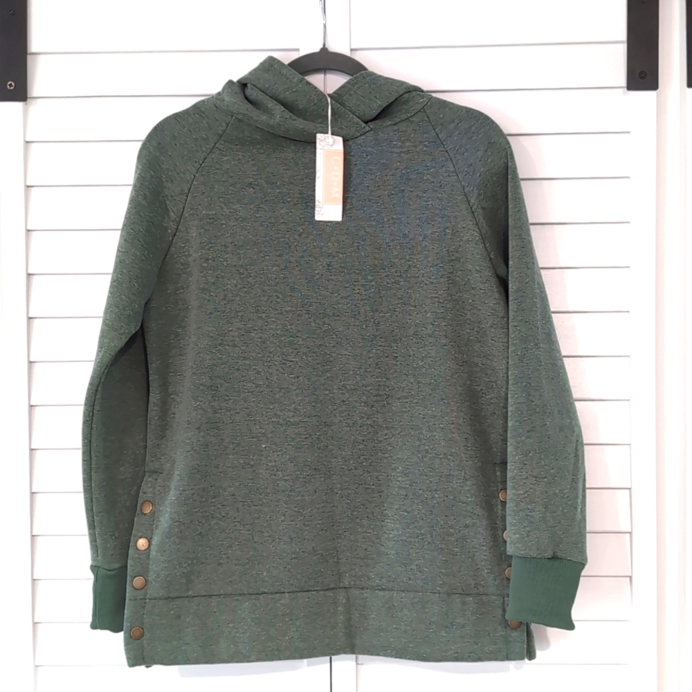 C+D+M Size Small Hooded Sweatshirt, Heathered Green